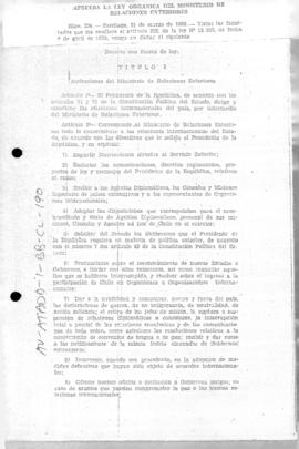 Chile, Decree no. 314 approving the organic law for the Ministry of Foreign Affairs