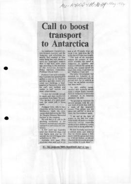 "Call to boost transport to Antarctica" article, The Canberra Times