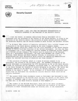 Argentine note to the United Nations Security Council drawing attention to the situation of tensi...