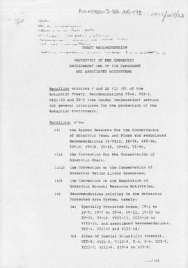 Fifteenth Antarctic Treaty Consultative Meeting, Paris, non-papers [draft recommendations] concer...