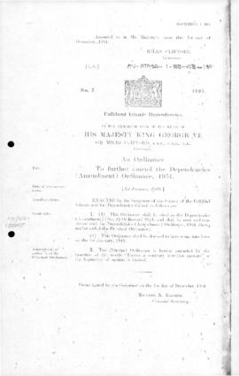 Falkland Islands Dependencies (Amendment) Ordinance, no 7 of 1951