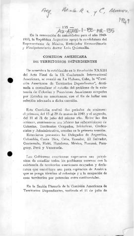 Account of meeting of the Inter-American Commission for Dependant territories