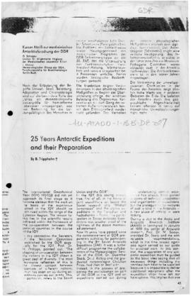 Press article "25 years Antarctic expeditions and their preparation"