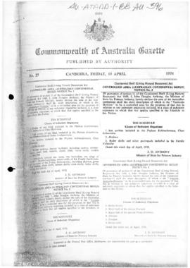Commonwealth of Australia Gazette, Controlled Area (Australian continental shelf).