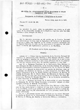 Decree no. 14,062-M.585 establishing the Malvinas and South Georgia Islands Sub-committee of the ...