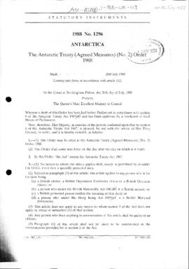 United Kingdom, Antarctic Treaty (Agreed Measures) (no. 2 ) Order 1988