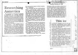 "Researching Antarctica" editorial The Advertiser and "Thin Ice" West Australian