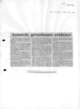 Press article "Antarctic greenhouse evidence" The Canberra Times