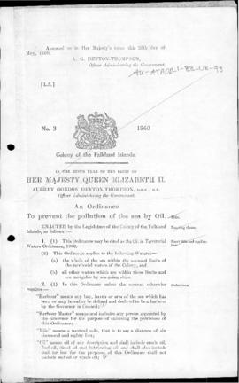 United Kingdom, Oil in Territorial Waters Ordinance, 1960