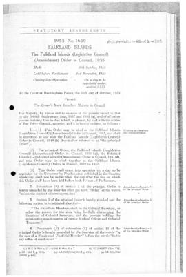 Falkland Islands (Legislative Council) (Amendment) Order in Council, 1955, no 1650 of 195