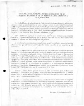 Joint declaration of Argentina and Chile concerning among other things the effect of the proposed...