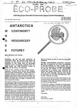 Environment Liaison Centre International, Eco-Probe briefing paper "Antarctica whose contine...