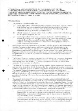 Memorandum of Understanding on the functions and responsibilities of the Antarctic Division conce...