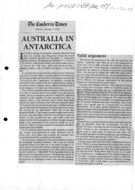 "Australia in Antarctica" editorial The Canberra Times