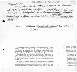 United States' note to Australia concerning scientific co-operation during the International Geop...