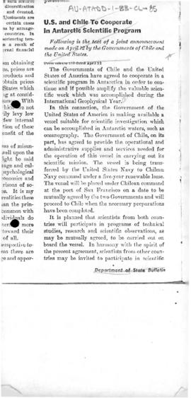Joint announcement by Chile and the United States concerning co-operation in the operation of a v...