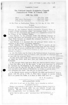 Falkland Islands (Legislative Council) (Amendment) Order in Council, no 1184 of 1950