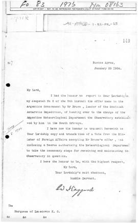 Despatch of the British Minister at Buenos Aires concerning the meteorological station on the Sou...