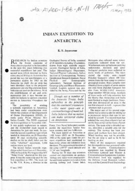 Press article "Indian expedition to Antarctica" Indian & Foreign Review, and relate...