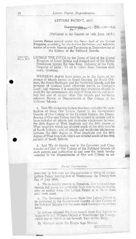 Great Britain, Letters patent providing for the further definition and administration of the Falk...