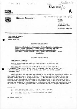 United Nations General Assembly, Forty-fourth session, First Committee, Agenda Item 70 "Ques...