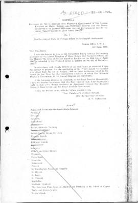 Exchange of notes at London between Her Majesty's Government in the United Kingdom of Great Brita...