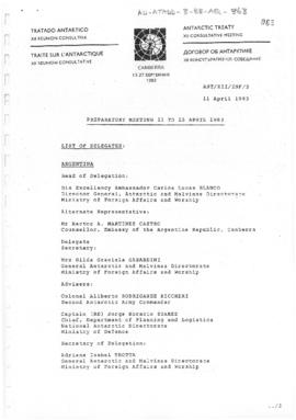 Twelfth Antarctic Treaty Consultative Meeting (Canberra) Preparatory Meeting Information Paper 3 ...