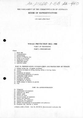 House of Representatives, Whale Protection Bill 1980