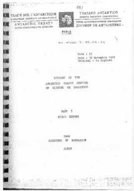 Fifth Antarctic Treaty Consultative Meeting (Paris) Working paper 23 "Records of the Antarct...