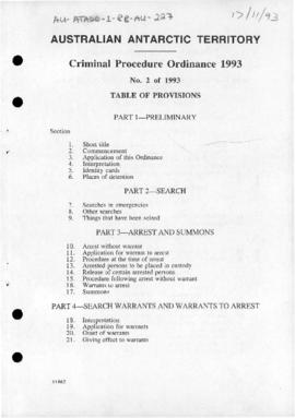 Criminal Procedure Ordinance 1993 of the Australian Antarctic Territory