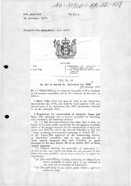New Zealand, Antarctica Amendment Act 1970, and Antarctica (Fauna and Flora) Regulations 1971
