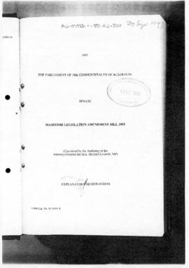 Australia, Senate, Maritime Legislation Amendment Bill 1993, Explanatory Memorandums and Proclama...