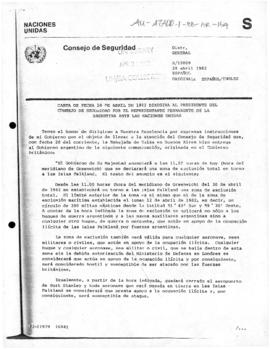 Argentine note to the United Nations Security Council asserting that the United Kingdom is not pe...