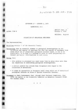 Tenth Antarctic Treaty Consultative Meeting (Washington) Working paper 5 Revision 3 "Collect...