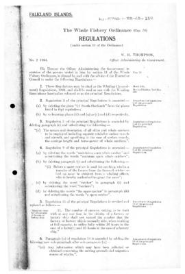 Falkland Islands, Whaling (Amendment) Regulations, no 2 of 1964