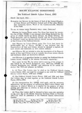 United Kingdom, Falkland Islands Letters Patent, 1962