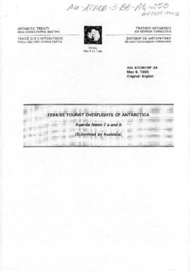 Nineteenth Antarctic Treaty Consultative Meeting, Seoul, Information paper 34 "1994/95 Touri...