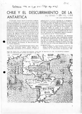 Jorge Berguño Barnes "Chile y el Descubrimiento de la Antartica" Diplomacia 1974, no 3