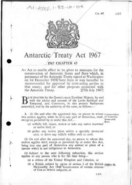 United Kingdom, Antarctic Treaty Act 1967
