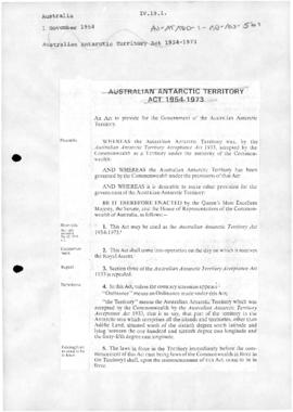 Australian Antarctic Territory Act 1954-1973