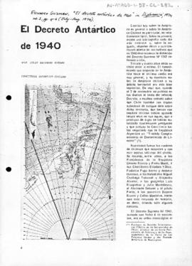 Julio Escudero Guzman "El Decreto Antartico de 1940" Diplomacia 1974, no 3