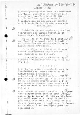 Order no. 10 promulgating decree nos. 71-360 and 71-361 of 6 May 1971 concerning the continental ...