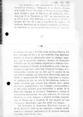 Account of British aide-memoire to Argentina making representations regarding a UPU circular decl...