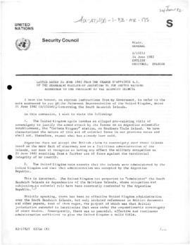 Argentine note to the United Nations Security Council contesting arguments in favour of the Briti...