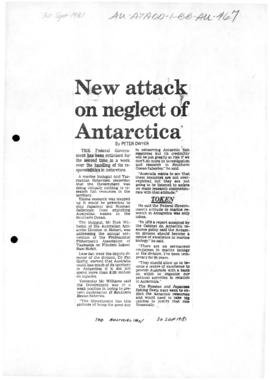 Dwyer, Peter "New attack on neglect of Antarctica" The Australian