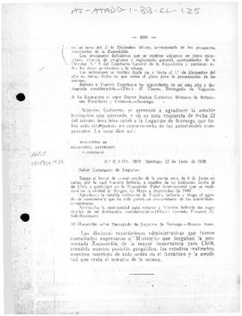 Chilean note to Norway acknowledging receipt of the Norwegian invitation to attend the Internatio...