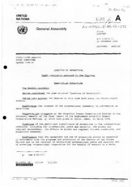 United Nations General Assembly, Forty-Ninth session "Draft resolution proposed by the Chair...