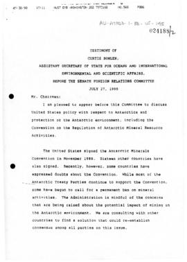 United States Congress, Senate, Committee on Foreign Relations "Testimony of Curtis Bohlen, ...