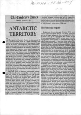 Editorial "Antarctic Territory" The Canberra Times