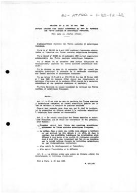 Order no. 8 establishing a scientific council for French Southern and Antarctic Lands
